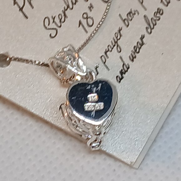 NWT 18" Chain Vintage Sterling Silver 925 Prayer Box Heart Locket Necklace #15W - Picture 5 of 8